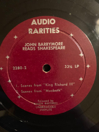 John Barrymore : John Barrymore Reads Shakespeare Vol.1 (LP, Album)