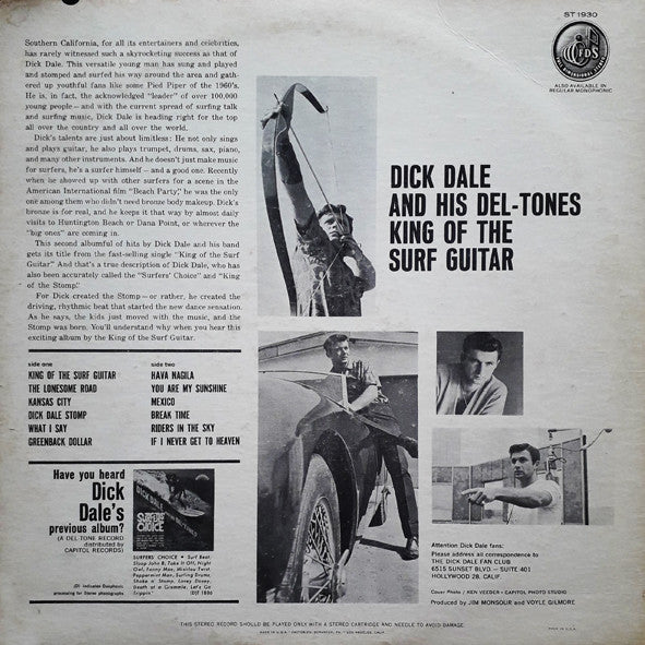 Dick Dale & His Del-Tones : King Of The Surf Guitar (LP, Album, Scr)
