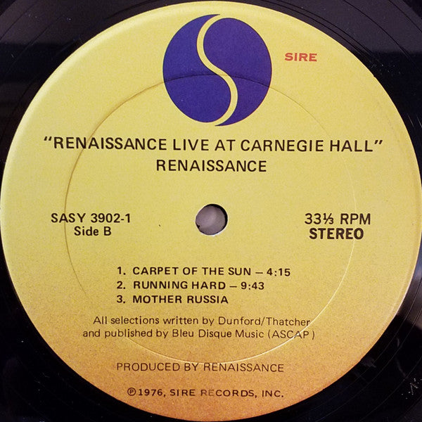 Renaissance (4) : Live At Carnegie Hall (2xLP, Album, Gat)