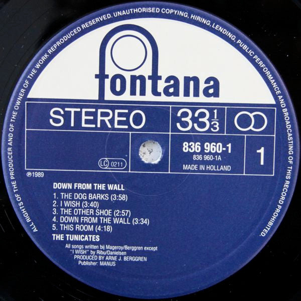 The Tunicates : Down From The Wall (LP, Album)