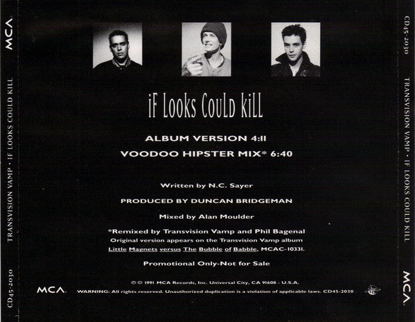 Transvision Vamp : If Looks Could Kill (CD, Maxi, Promo)