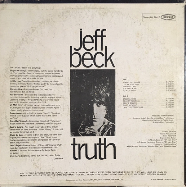 Jeff Beck : Truth (LP, Album, Ter)