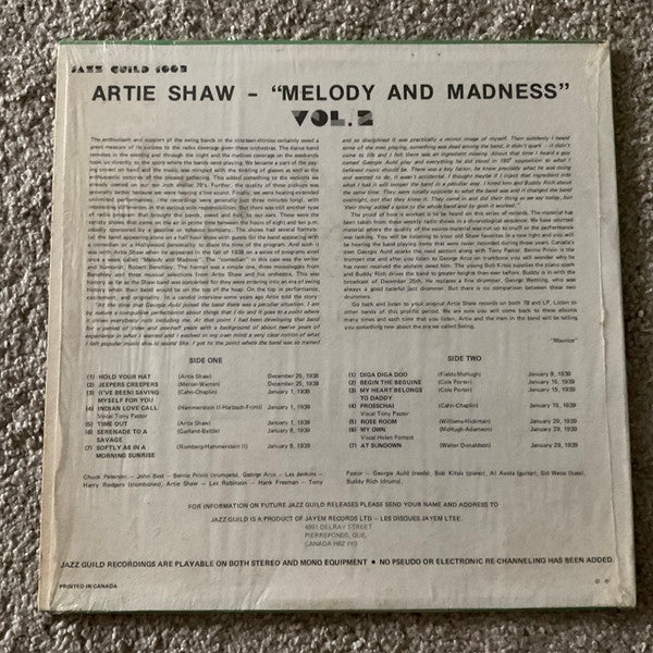 Artie Shaw : Melody And Madness Vol. 2 (LP)