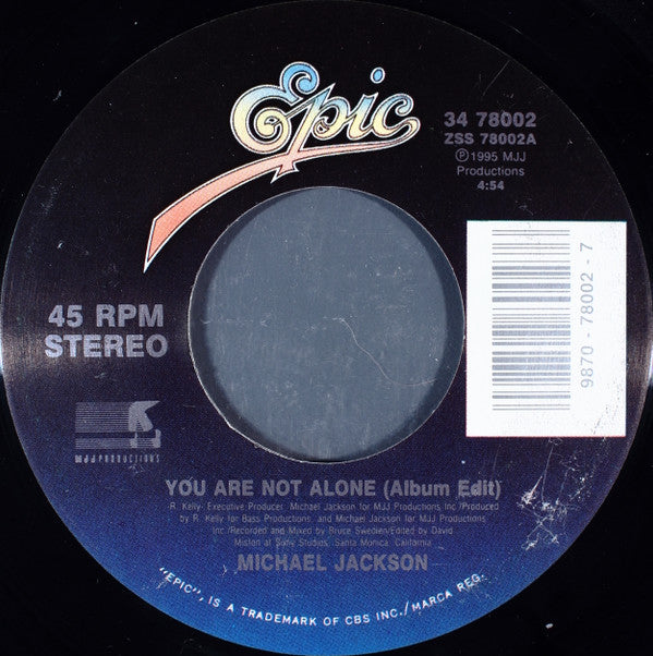 Michael Jackson : You Are Not Alone (7", Single)