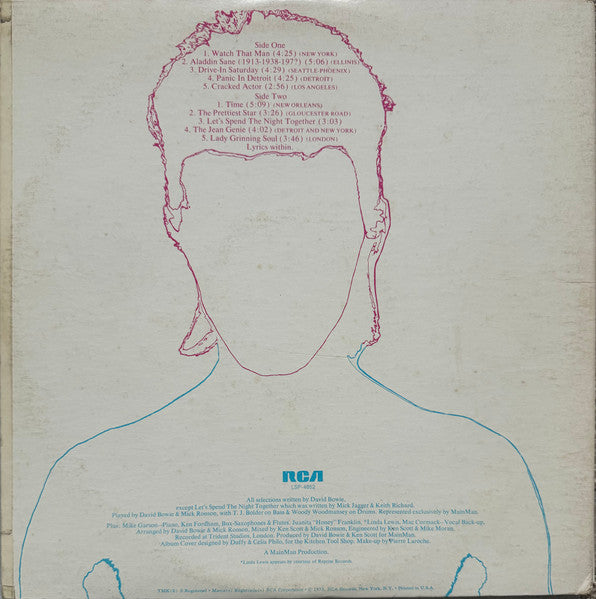 David Bowie : Aladdin Sane (LP, Album, Ind)