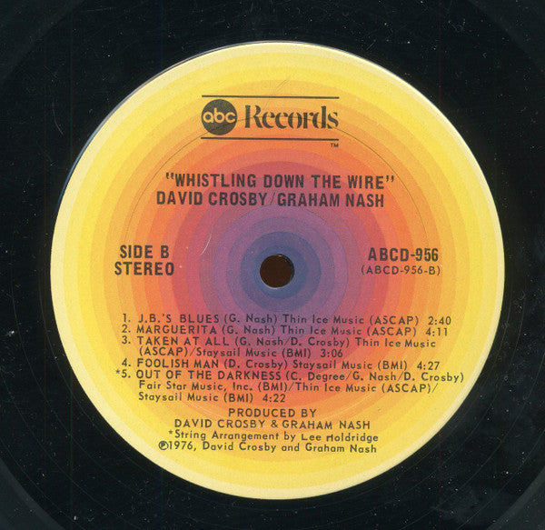 Crosby & Nash : Whistling Down The Wire (LP, Album, Ter)