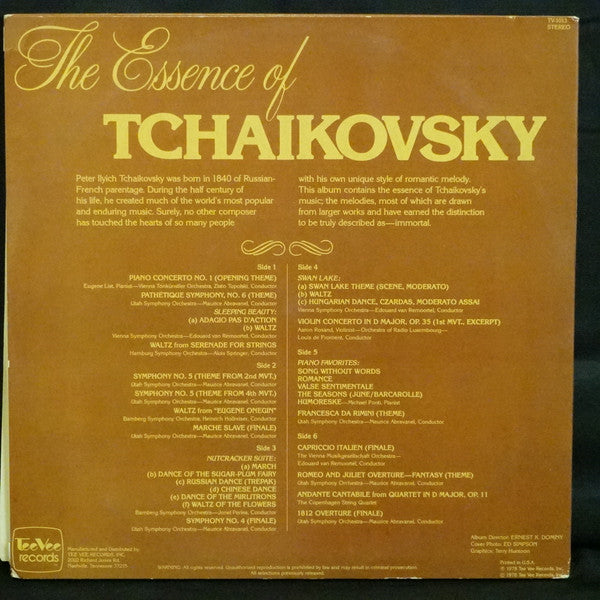 Various : The Glorious Melodies Of Tchaikovsky - The Melody Master (LP, Comp, 3-L)