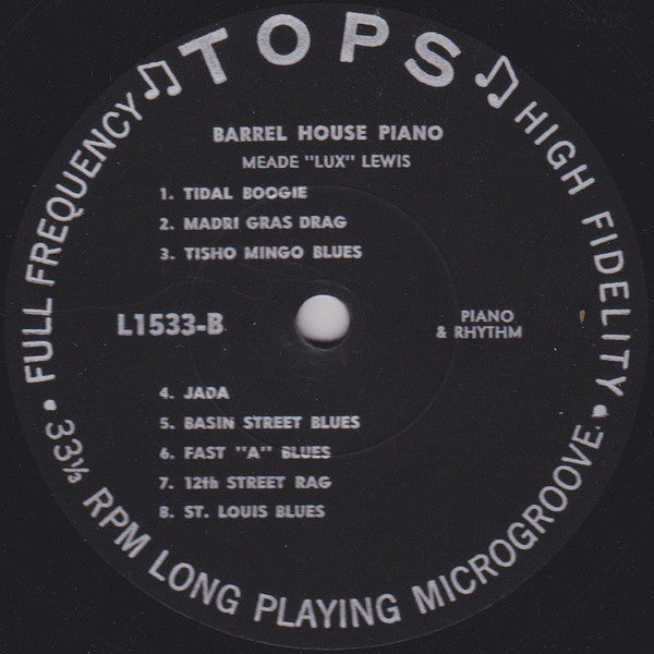 Meade "Lux" Lewis : Barrel House Piano (LP, Album, RP)