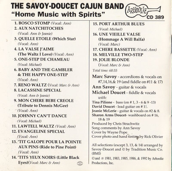 Savoy-Doucet Cajun Band : Home Music With Spirits (CD, Comp)