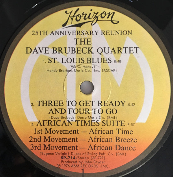 The Dave Brubeck Quartet : 25th Anniversary Reunion (LP, Album, Gat)
