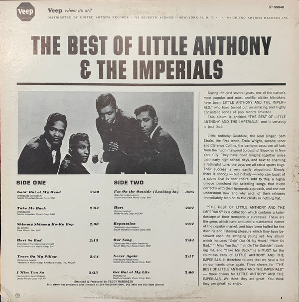 Little Anthony & The Imperials : The Best Of Little Anthony & The Imperials (LP, Comp, Club)