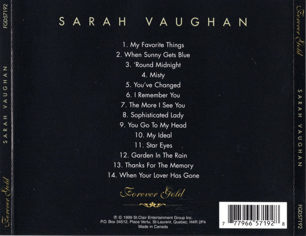 Sarah Vaughan : Forever Gold (CD, Comp)