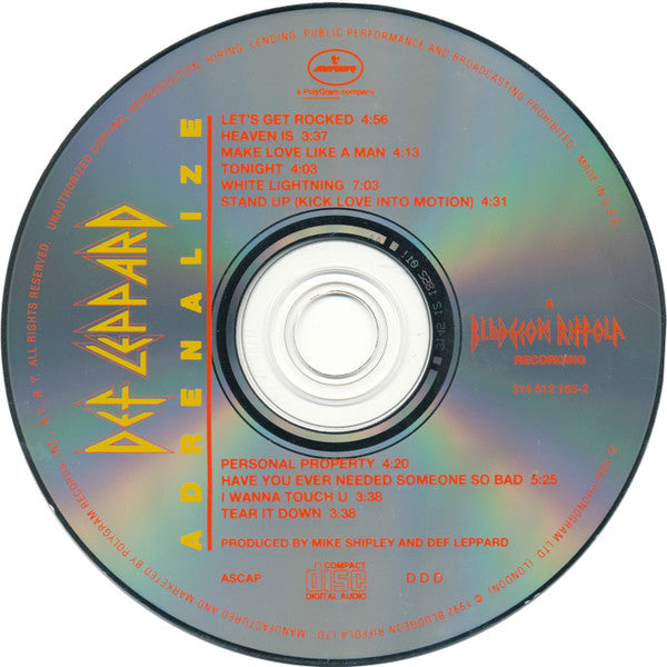 Def Leppard : Adrenalize (CD, Album)