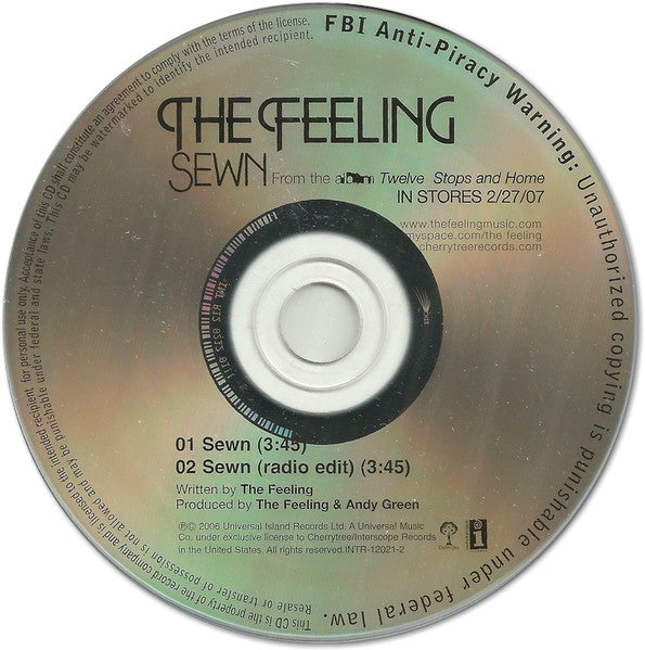 The Feeling : Sewn (CD, Single, Promo)
