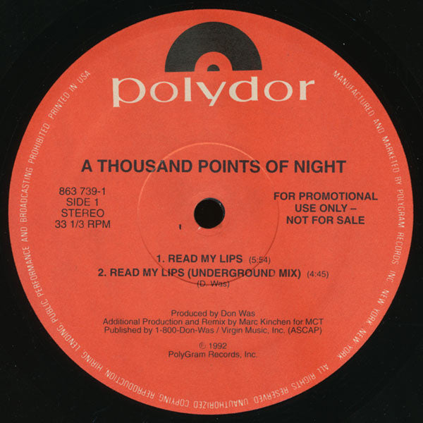 A Thousand Points Of Night : Read My Lips (12", Promo)