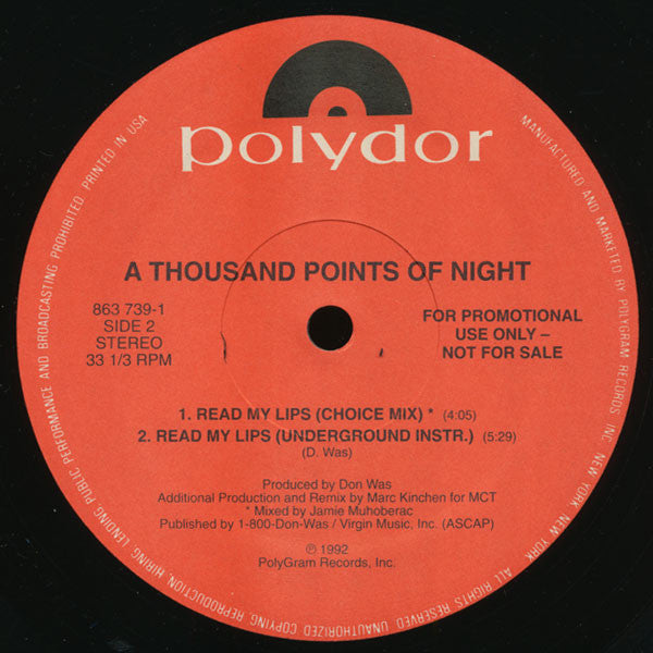 A Thousand Points Of Night : Read My Lips (12", Promo)