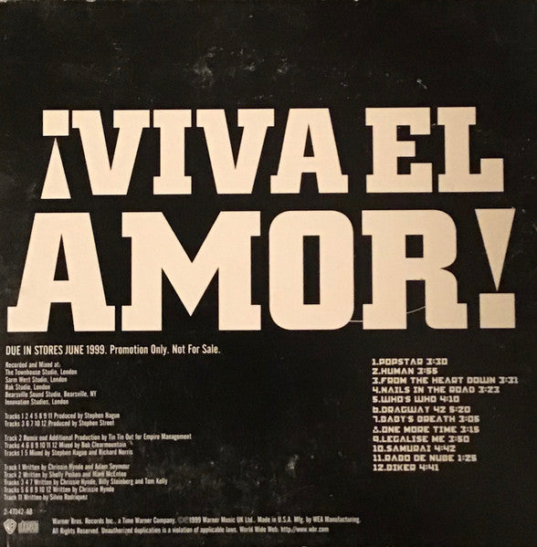The Pretenders : ¡Viva El Amor! (CD, Advance, Album, Promo)