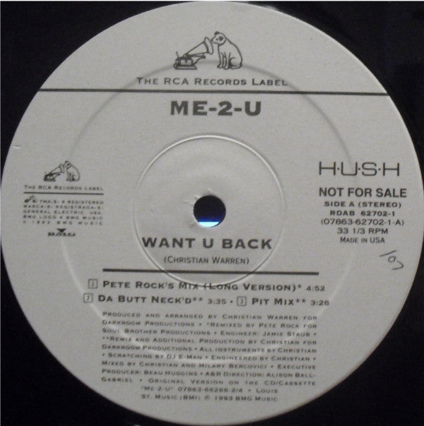 Me-2-U : Want U Back (12", Promo)