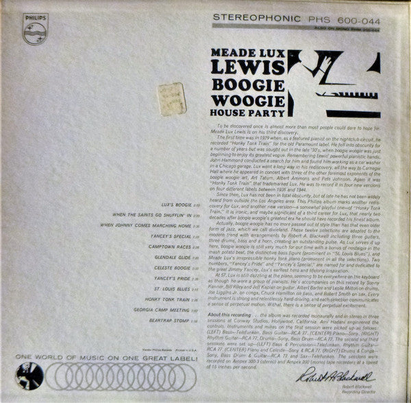 Meade Lux Lewis* : Boogie Woogie House Party  (LP, Album)