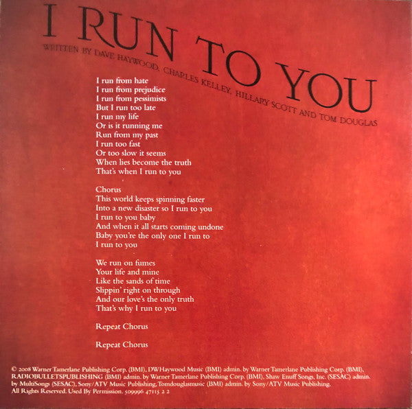 Lady Antebellum : I Run To You (CD, Single, Promo)
