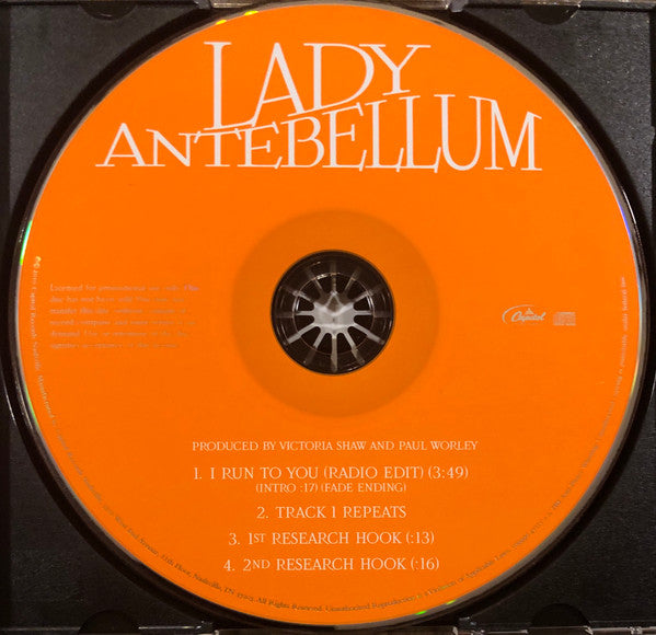 Lady Antebellum : I Run To You (CD, Single, Promo)