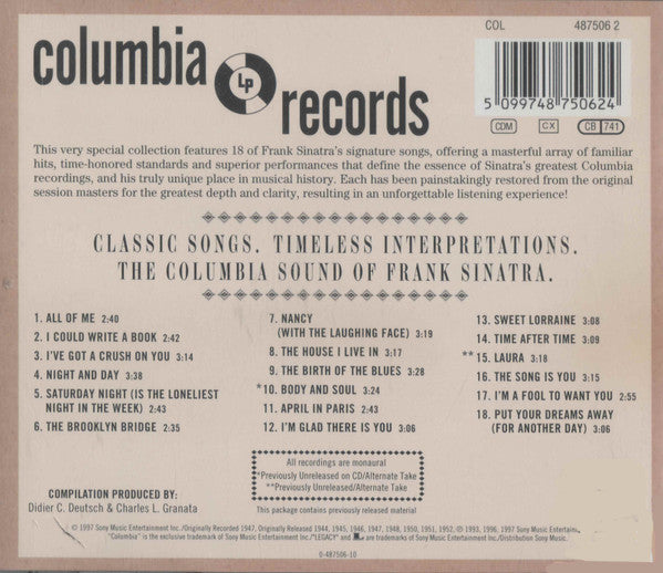 Frank Sinatra : Sinatra Sings His Greatest Hits (CD, Comp, Mono, RM)