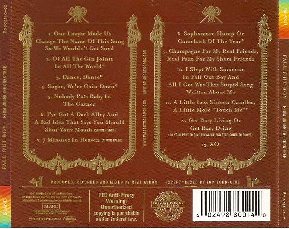 Fall Out Boy : From Under The Cork Tree (CD, Album, EDC)