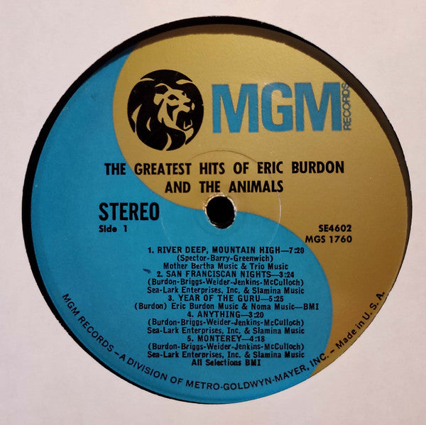 Eric Burdon & The Animals : The Greatest Hits Of Eric Burdon And The Animals (LP, Comp, RE, MGM)