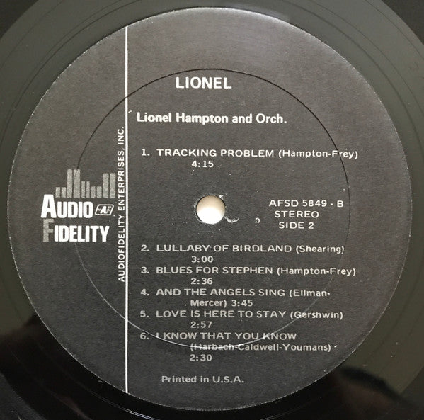 Lionel Hampton And His Orchestra : Lionel (LP, Album)