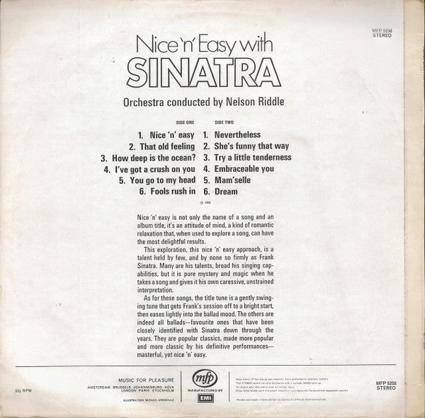 Frank Sinatra : Nice 'N' Easy (LP, Album, RE, Tar)