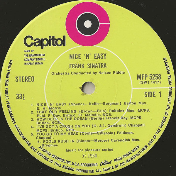 Frank Sinatra : Nice 'N' Easy (LP, Album, RE, Tar)