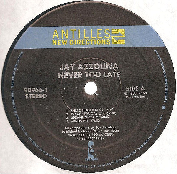 Jay Azzolina : Never Too Late (LP, Album)