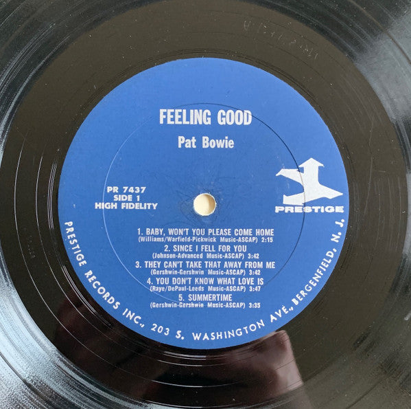 Pat Bowie With Charles McPherson, Tommy Flanagan, Al Hall, Osie Johnson : Feelin' Good! (LP, Album, Mono)