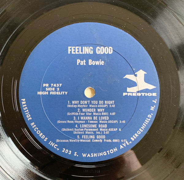 Pat Bowie With Charles McPherson, Tommy Flanagan, Al Hall, Osie Johnson : Feelin' Good! (LP, Album, Mono)