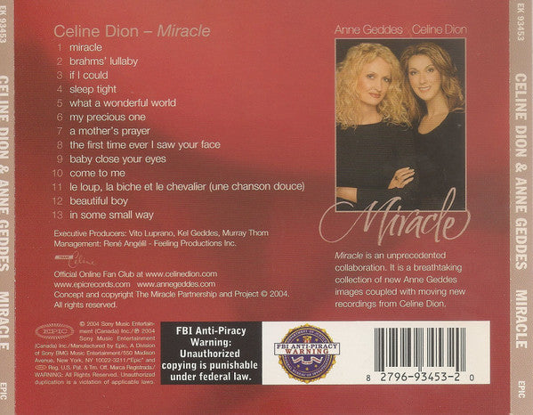 Celine Dion* : Miracle (CD, Album, RE)
