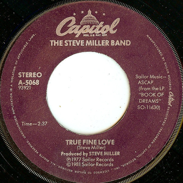 Steve Miller Band : Heart Like A Wheel (7", Jac)