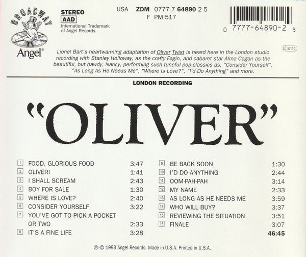Various : Oliver - London Studio Cast Album (CD, Album)