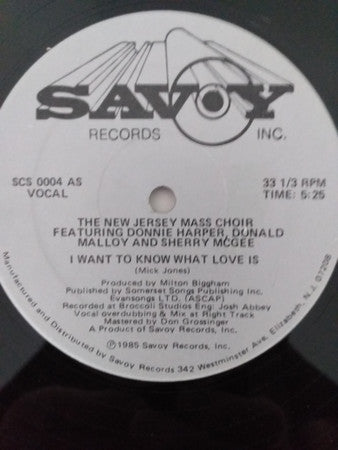 The New Jersey Mass Choir : I Want To Know What Love Is (12", Single, HUB)
