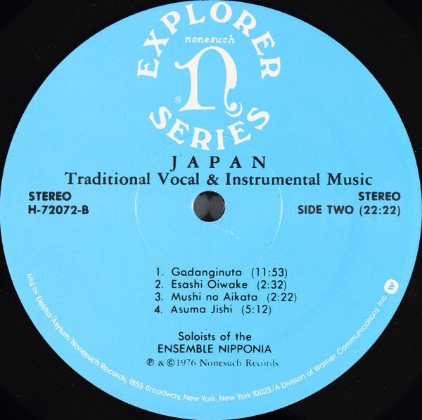 Soloists Of The Ensemble Nipponia* : Japan (Traditional Vocal & Instrumental Music - Shakuhachi, Biwa, Koto, Shamisen) (LP, Album)