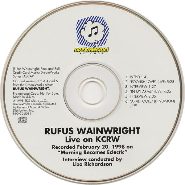Rufus Wainwright : Live On KCRW (CD, Promo)