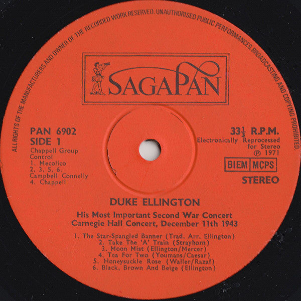 Duke Ellington : His Most Important Second War Concert: Carnegie Hall 1943 (LP, Album, RP)