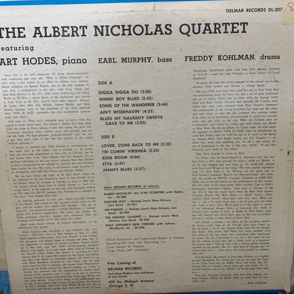 Albert Nicholas Quartet : The Albert Nicholas Quartet (LP, Album)