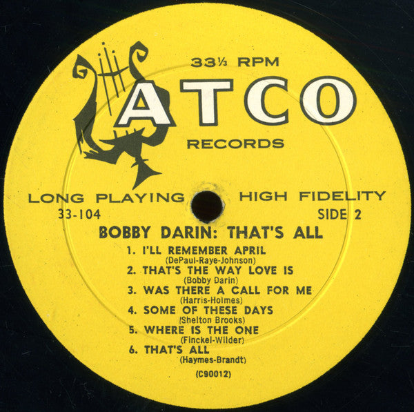 Bobby Darin : That's All (LP, Album, Mono)