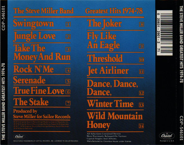 The Steve Miller Band* : Greatest Hits 1974-78 (CD, Comp, Club, RE)