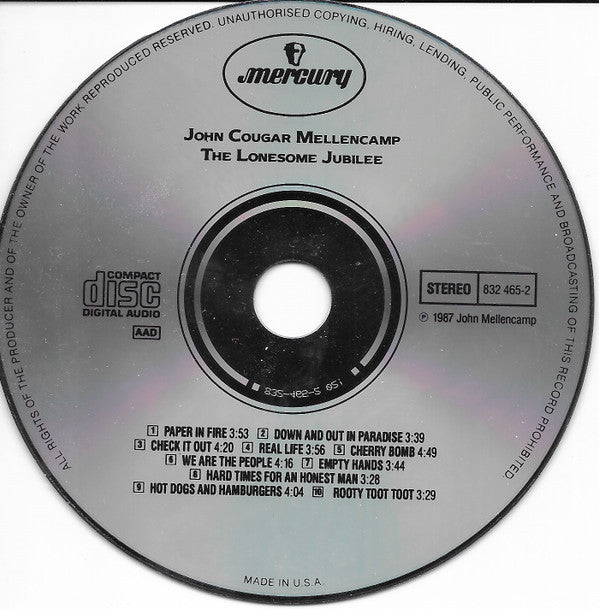 John Cougar Mellencamp : The Lonesome Jubilee (CD, Album)