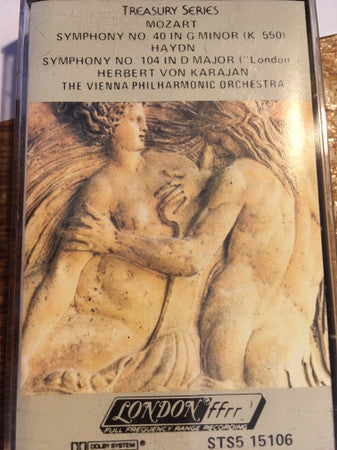 Wolfgang Amadeus Mozart / Joseph Haydn - Wiener Philharmoniker, Herbert Von Karajan : Symphony In G Minor, K. 550 / Symphony In D Major, No. 104 (Cass, Album, RE)