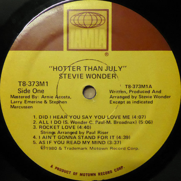 Stevie Wonder : Hotter Than July (LP, Album)