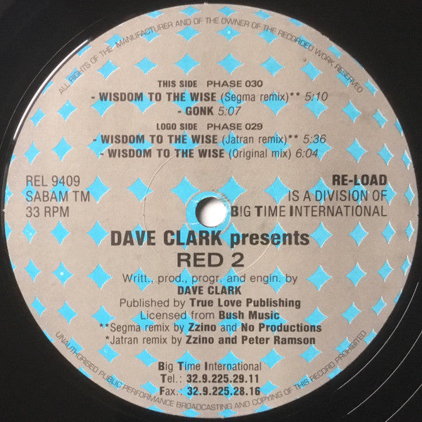 Dave Clarke : Red 2 (Remixes) (12", M/Print)