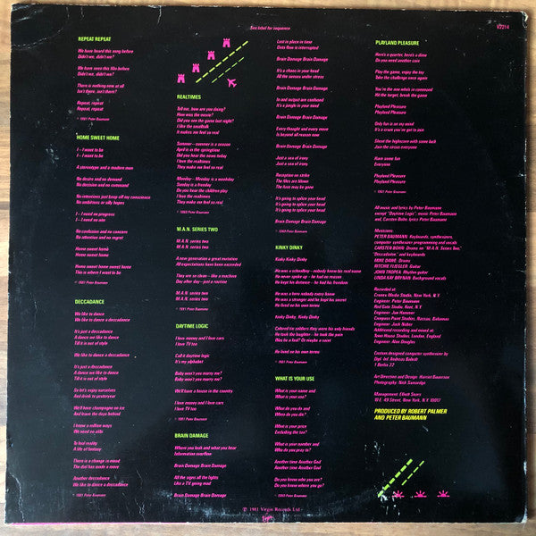 Peter Baumann : Repeat Repeat (LP, Album)