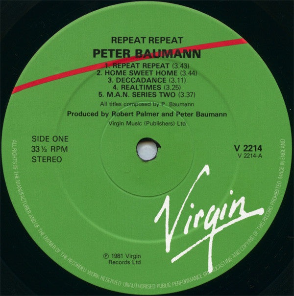 Peter Baumann : Repeat Repeat (LP, Album)